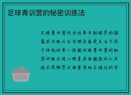 足球青训营的秘密训练法